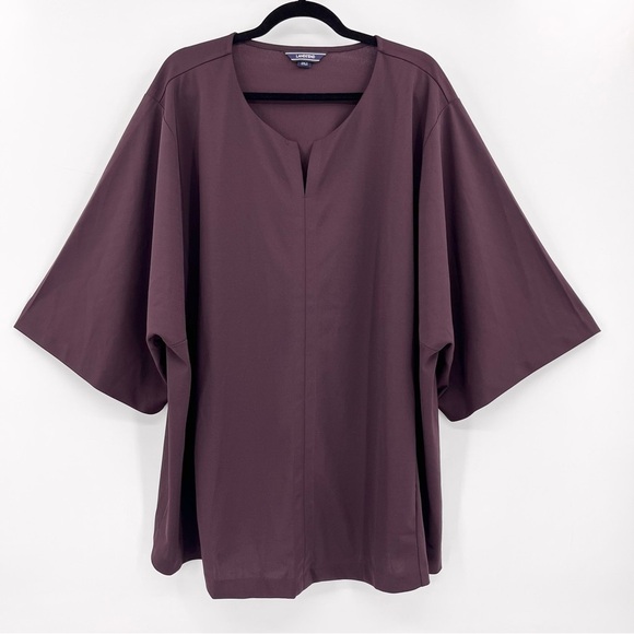 Lands’ End Dark Plum Split V-neck Oversized Blouse Top 3X - Picture 1 of 7